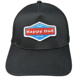 Happy Dad Trucker Hat Black One Size Hard Seltzer Patch Mesh Back Snapback